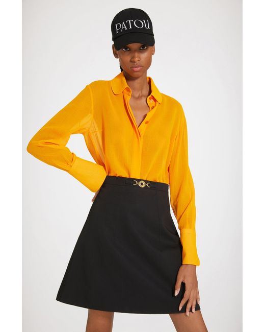 Patou Yellow Sheer Shirt In Organic Cotton Marigold
