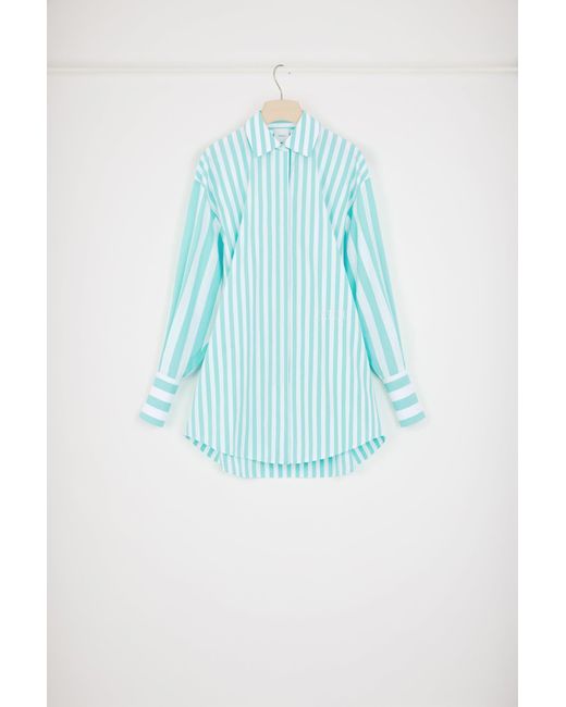 Patou Blue Mini-Hemdkleid aus bedruckter Baumwolle