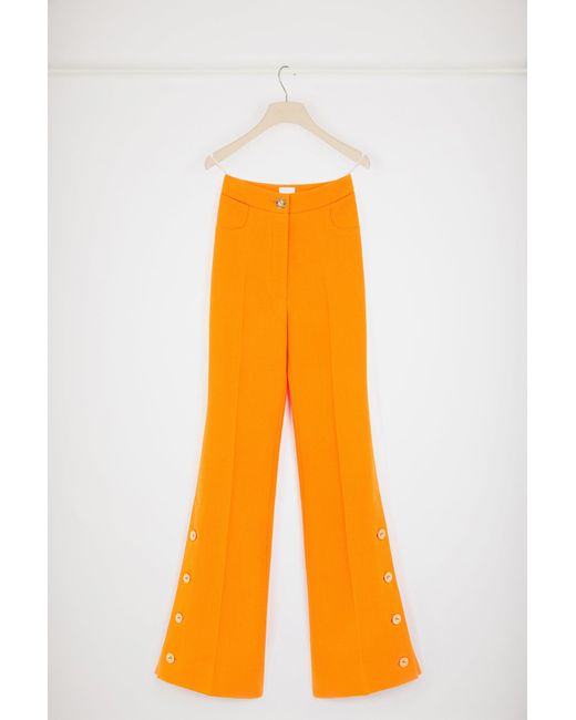 Patou Orange Button-Hem Flared Trousers