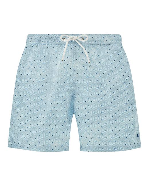 Paul & Shark Blue Swimwear Portofino With Micro Shark Geometry Print for men