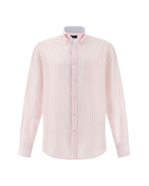 Paul & Shark Pink Summer Breeze Cotton Shirt With Striped Pattern for men