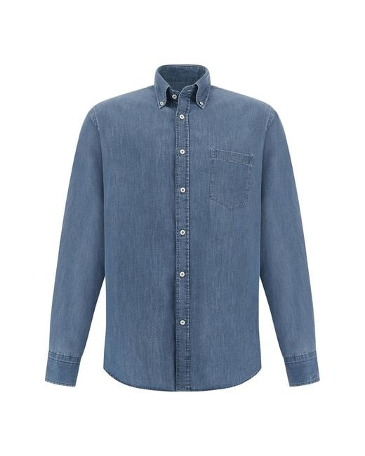 Paul & Shark Blue Soffio Light Denim Shirt for men