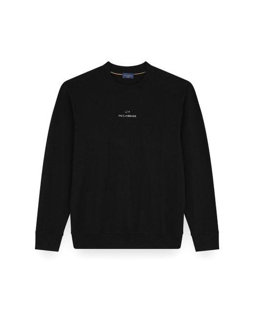 Paul & Shark Black X-Soft Cotton Sweatshirt With Logo Print for men