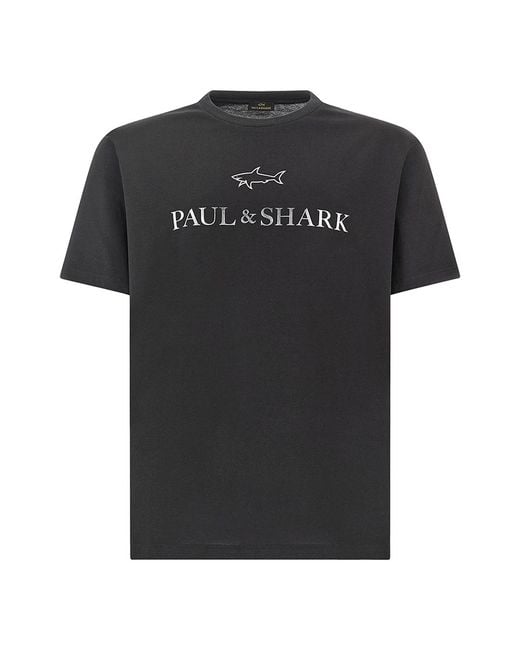Paul & Shark Black Light Cotton Jersey T-Shirt With Print for men