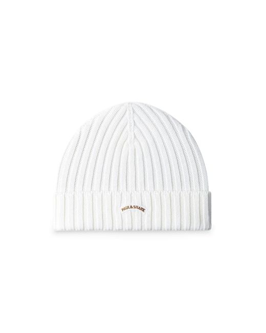 Paul & Shark White Wool Beanie for men