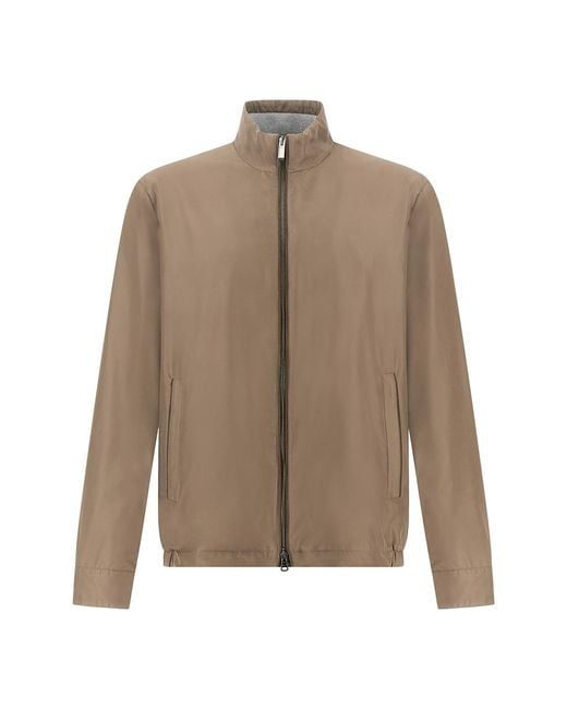 Paul & Shark Natural Typhoon Silk Blouson With Aqualeather Suede Details for men