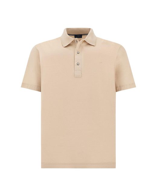 Paul & Shark Natural Double Mercerised Cotton Jersey Polo Shirt With Shark Fin Embroidery for men