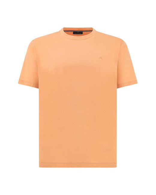 Paul & Shark Orange Cotton Jersey T-Shirt With Shark Fin Embroidery for men