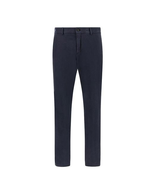 Paul & Shark Blue Bellagio Stretch Cotton Trousers for men