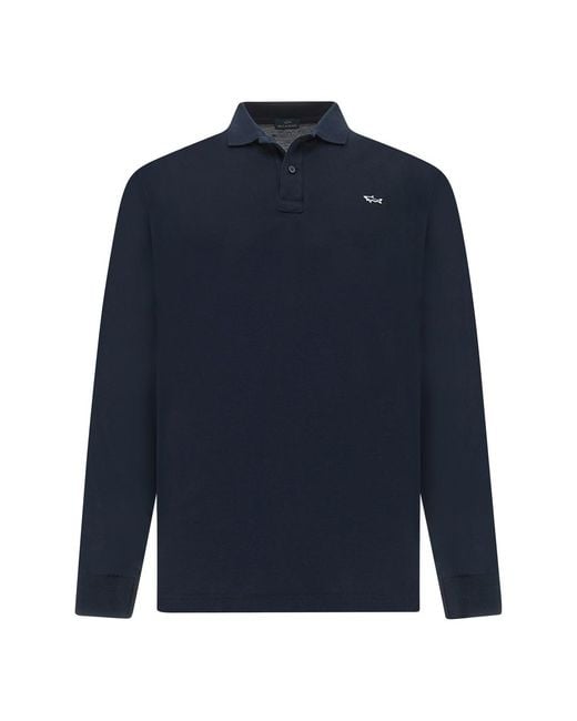 Paul & Shark Blue Double Piqué Cotton Polo for men