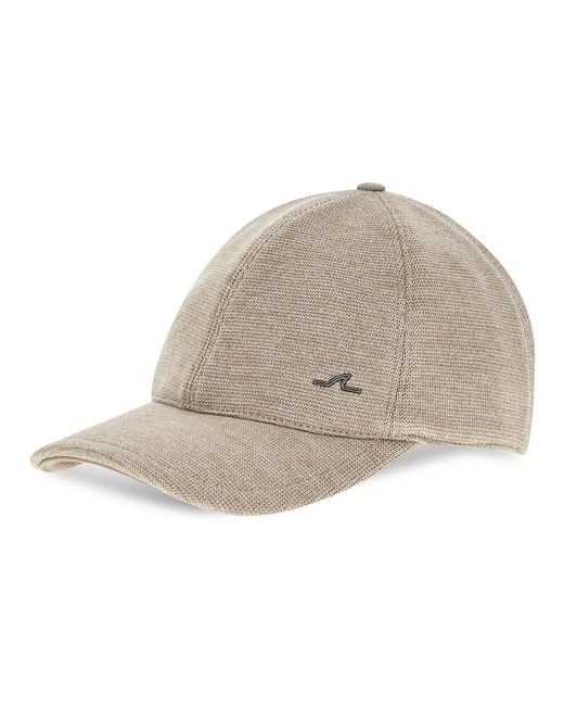 Paul & Shark Gray Wool Baseball Cap With Metal Shark Fin for men