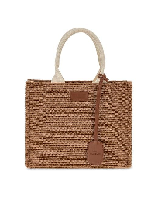 Paul & Shark Brown Raffia And Leather Bag