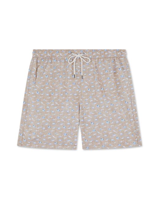 Paul & Shark Gray Swim Shorts With Shark Print for men