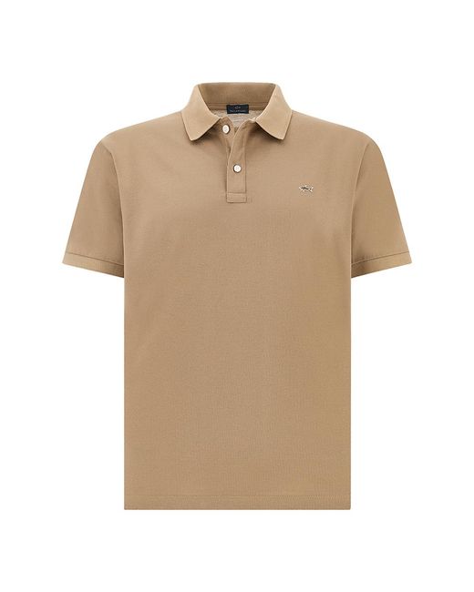 Paul & Shark Natural Double Piqué Cotton Polo Shirt With Shark Embroidery for men