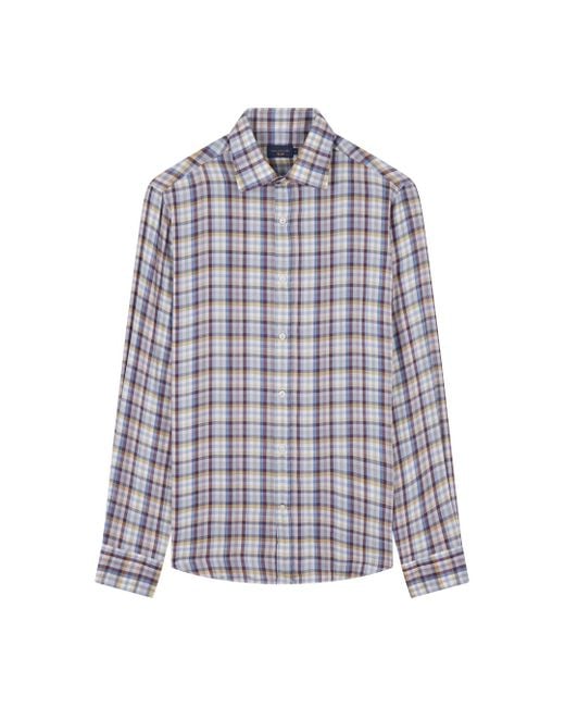 Paul & Shark Blue X-Soft Shirt With Checkered Pattern for men