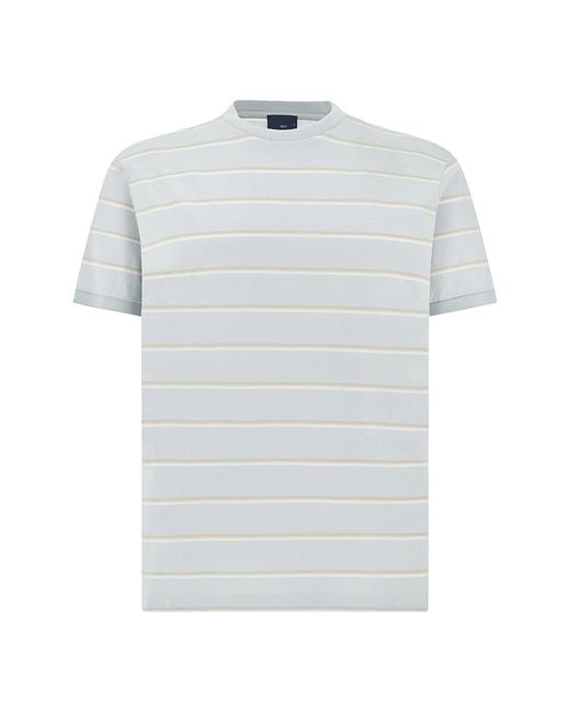 Paul & Shark White Double Mercerised Cotton Jersey T-Shirt With Stripe Pattern for men