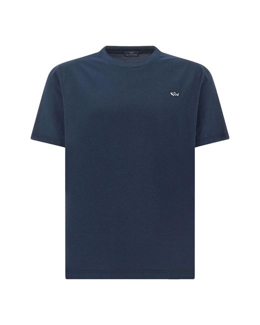 Paul & Shark Blue Double Mercerised Cotton Jersey V-Neck T-Shirt for men