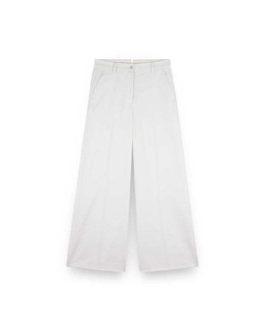 Paul & Shark White Wide-Leg Trousers