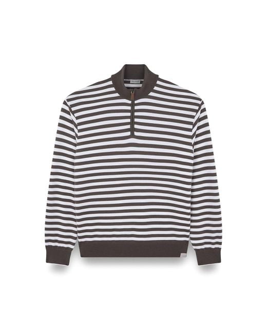 Paul & Shark Black Striped Wool Cashmere Half Zip Sweater for men