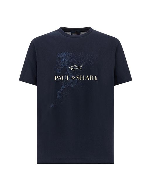 Paul & Shark Blue Cotton Jersey T-Shirt With Year Of The Horse Print for men