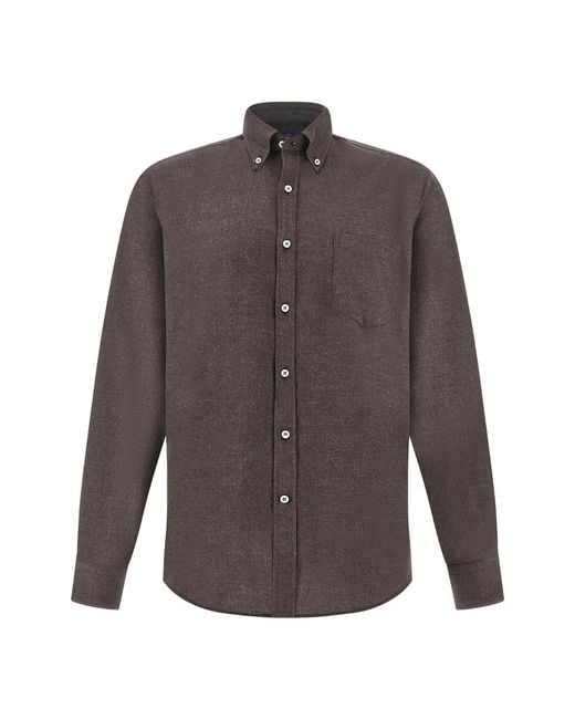 Paul & Shark Gray Cotton Flannel Shirt for men