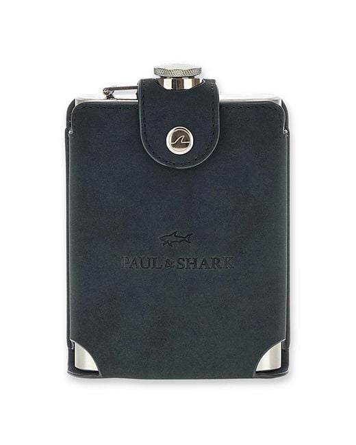 Paul & Shark Blue Metal Flask With Case for men
