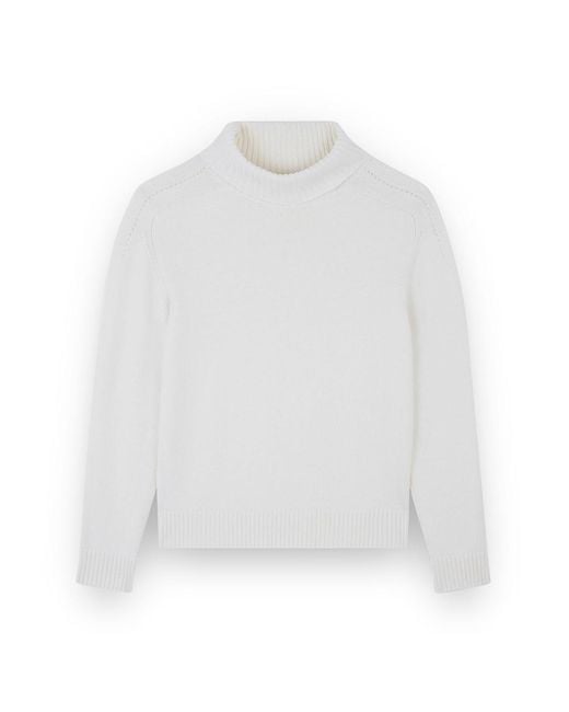Paul & Shark White Merino Extrafine Wool Turtleneck Sweater