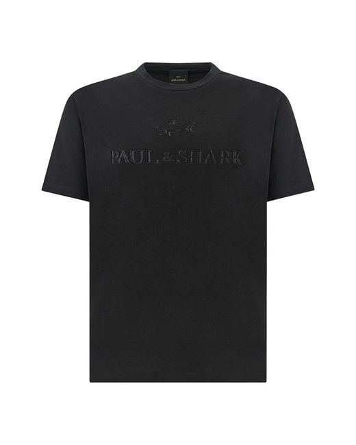 Paul & Shark Black Lightweight Cotton Jersey T-Shirt With Print for men