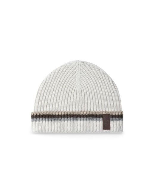 Paul & Shark White Re-Wool Beanie With Alcantara Badge for men