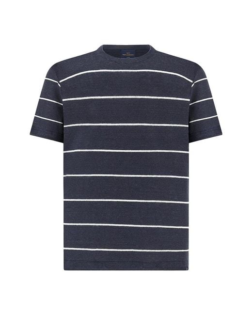 Paul & Shark Blue Pure Linen Jersey T-Shirt for men