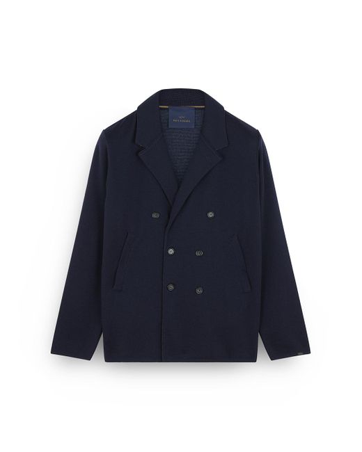 Paul & Shark Blue Merino Extrafinewool Double-Breasted Jacket, Outer Space for men