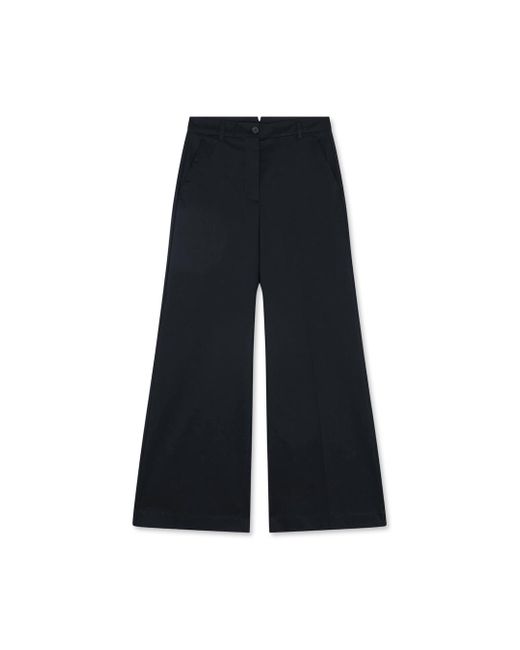 Paul & Shark Blue Weite Hose Aus Stretch-Baumwollsatin, Frau, Größe