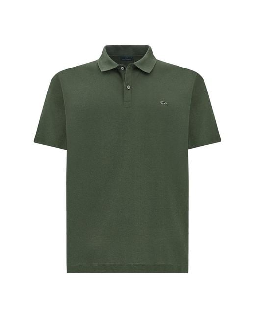 Paul & Shark Green Double Piqué Cotton Polo for men