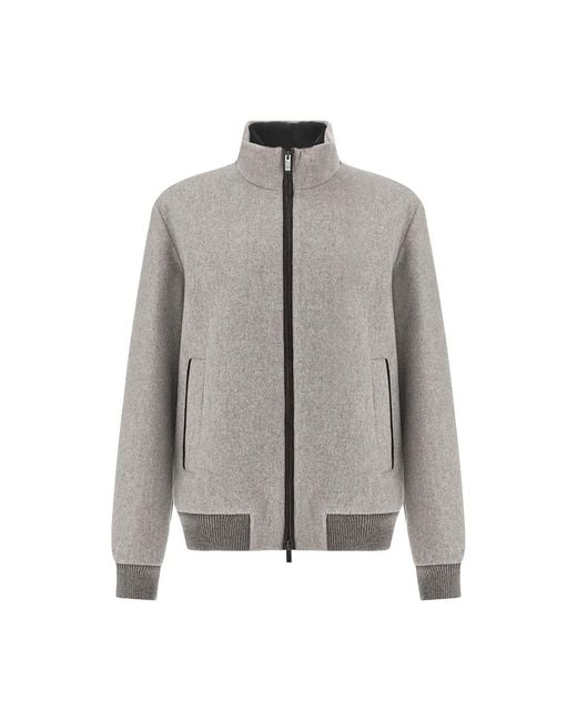 Paul & Shark Gray Cashmere Blouson With Suede Details for men