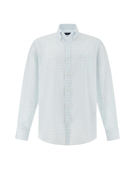 Paul & Shark White Summer Breeze Cotton Shirt With Check Pattern for men