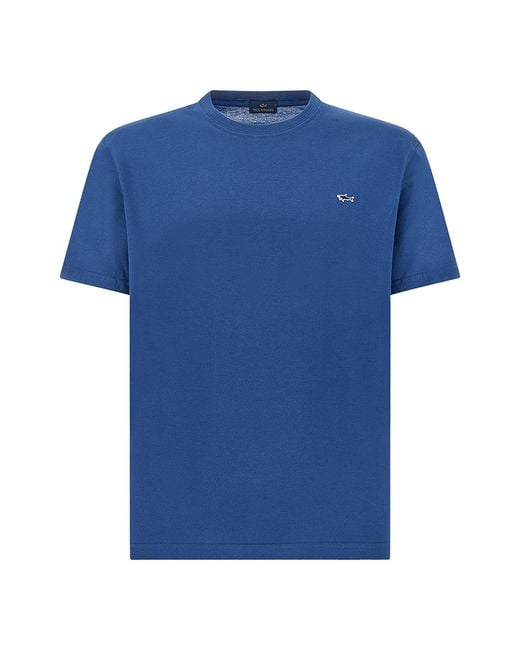 Paul & Shark Blue Cotton Jersey T-Shirt for men