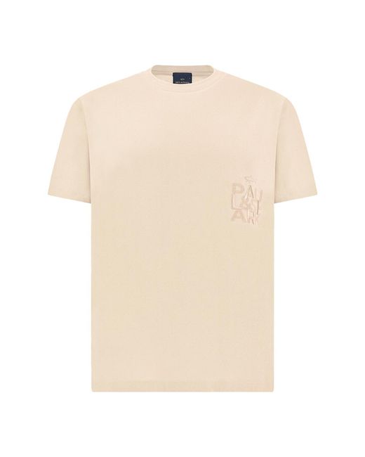 Paul & Shark Natural Cotton Jersey T-Shirt With Embroidery for men