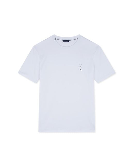 Paul & Shark White Aqua Touch Cotton T-Shirt With Reflective Print for men