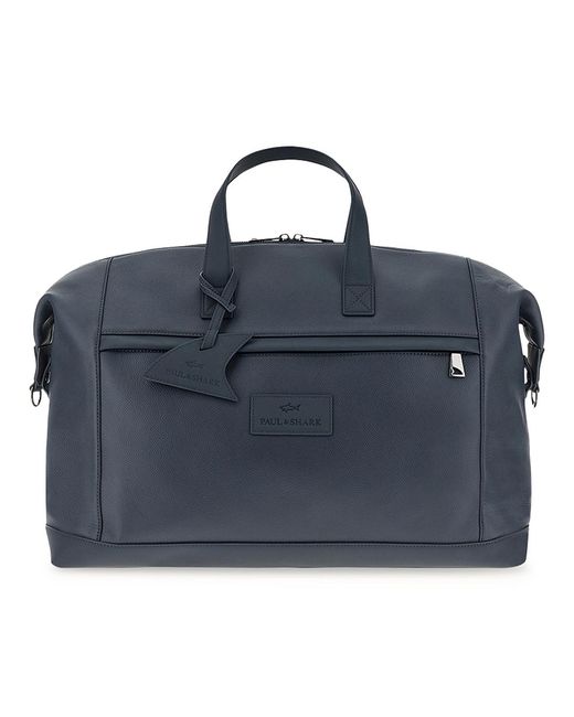 Paul & Shark Blue Tumbled Leather Holdall for men