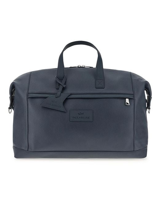 Paul & Shark Blue Tumbled Leather Holdall for men