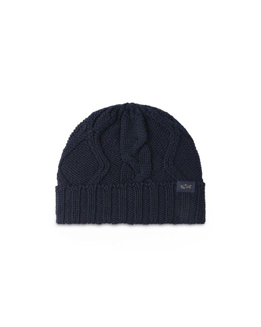 Paul & Shark Blue Merino Wool Beanie for men