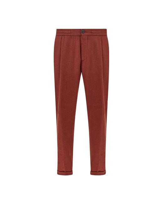 Paul & Shark Red Alba Wool Blend Trousers for men
