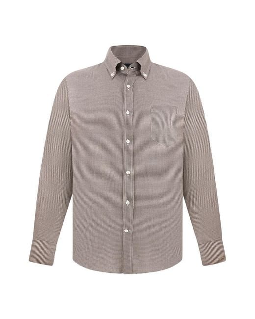 Paul & Shark Gray X-Soft Cotton Shirt With Small Check Pattern for men