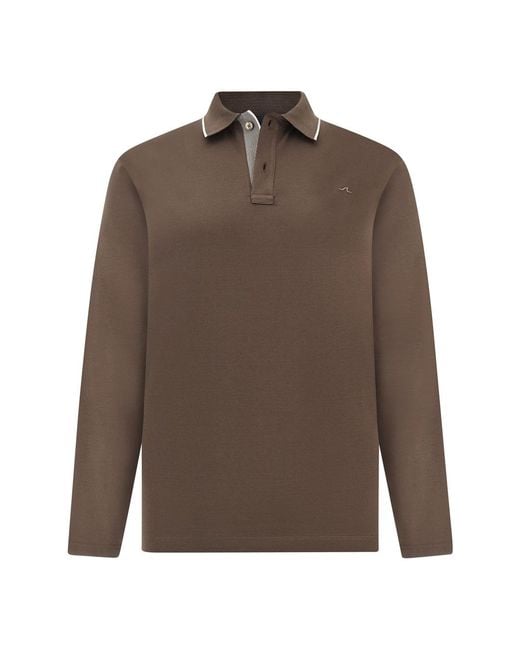 Paul & Shark Brown Aqua Touch Cotton Polo Shirt With Shark Fin Embroidery for men