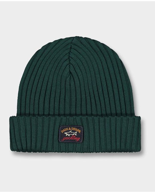 Paul \u0026 Shark Ribbed Wool Beanie With 