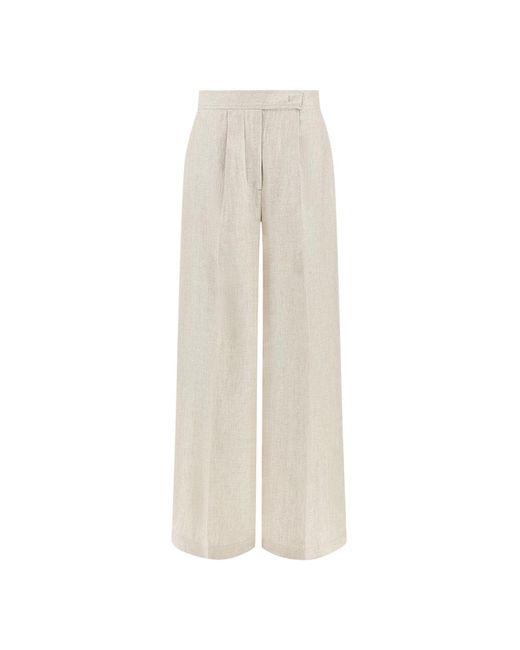 Paul & Shark White Wide Leg Linen Trousers