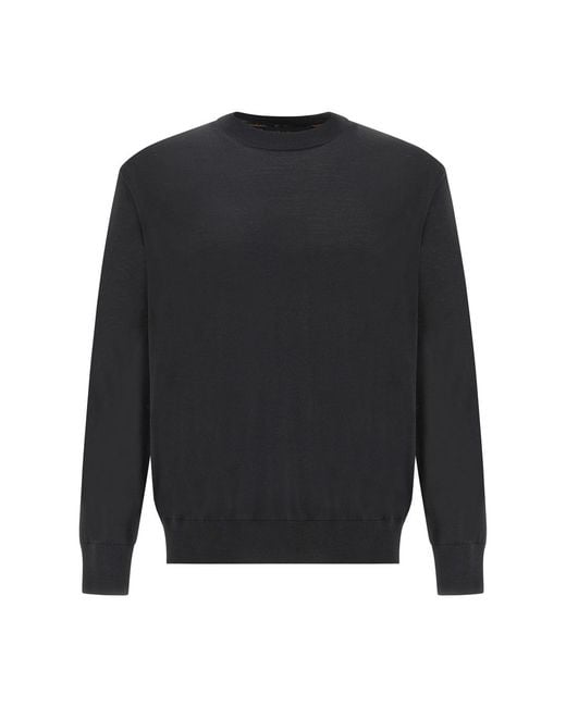 Paul & Shark Gray 140's Superfine Merino Wool Crewneck Sweater for men