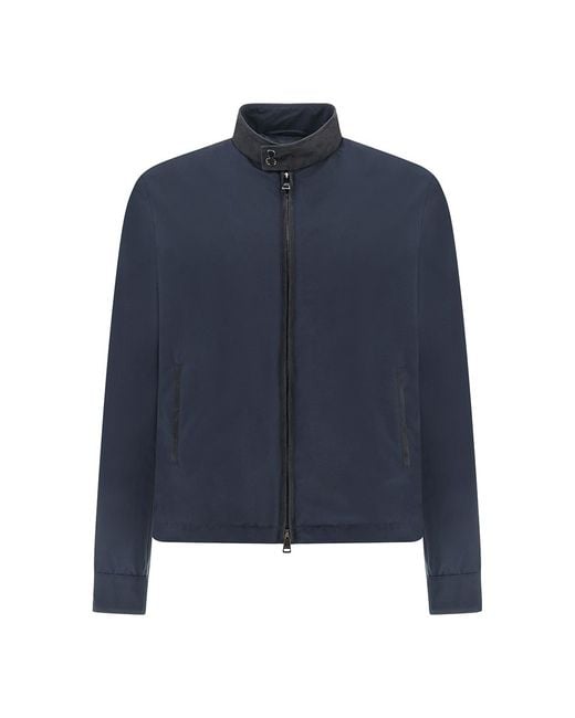 Paul & Shark Blue Typhoon Platinum Jacket With Aqualeather Suede Details for men