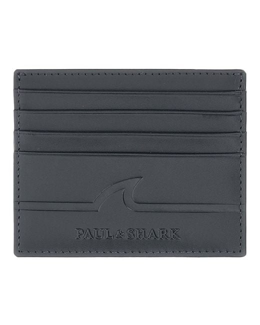 Paul & Shark Black Fin Embossed Leather Cardholder for men
