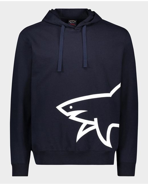 Paul & Shark Organic Cotton Hoodie With Printed Mega Shark in Blue for Men  - Lyst